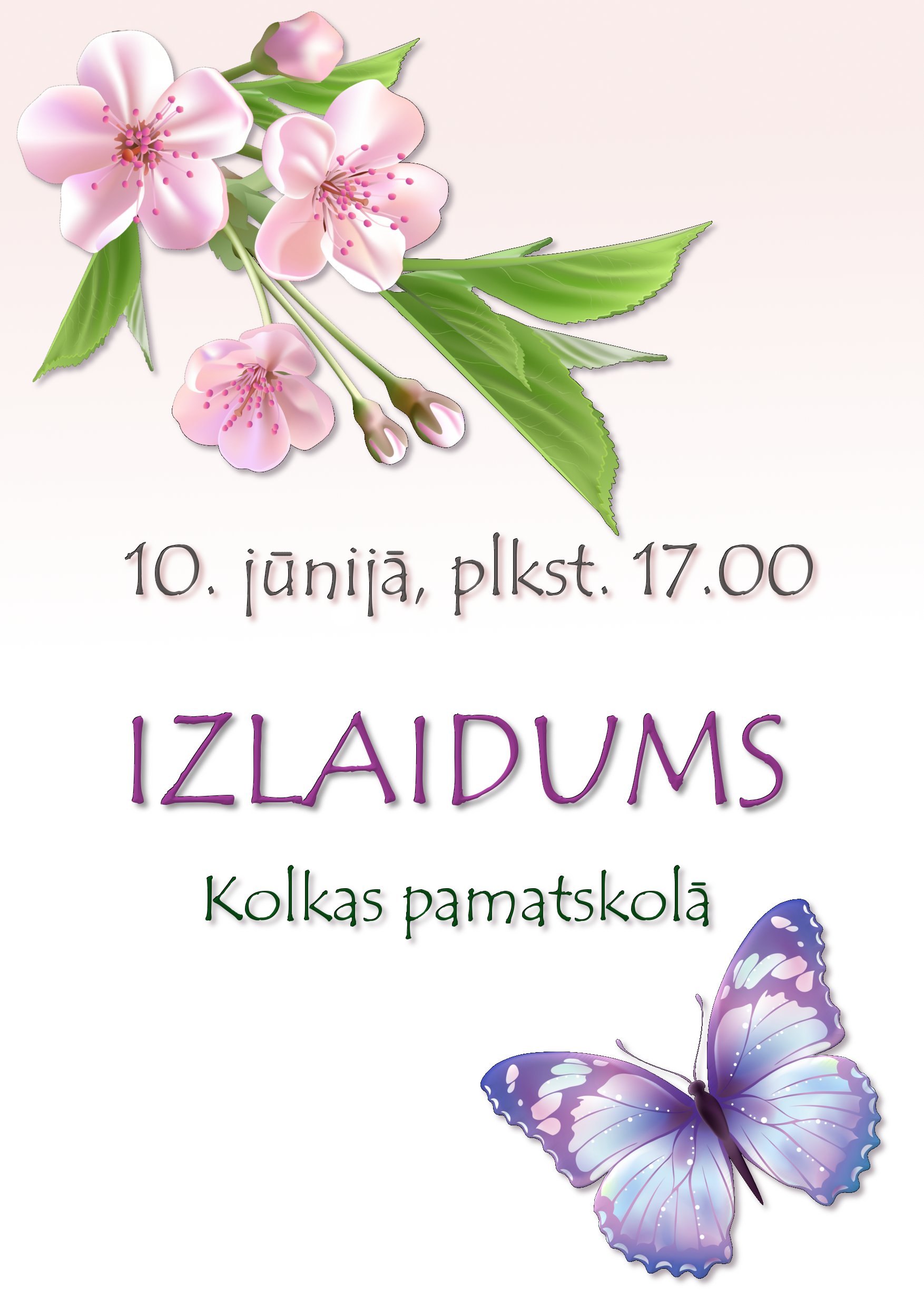 10.jūnijā plkst 17.00 izlaidums Kolkas pamatskolā